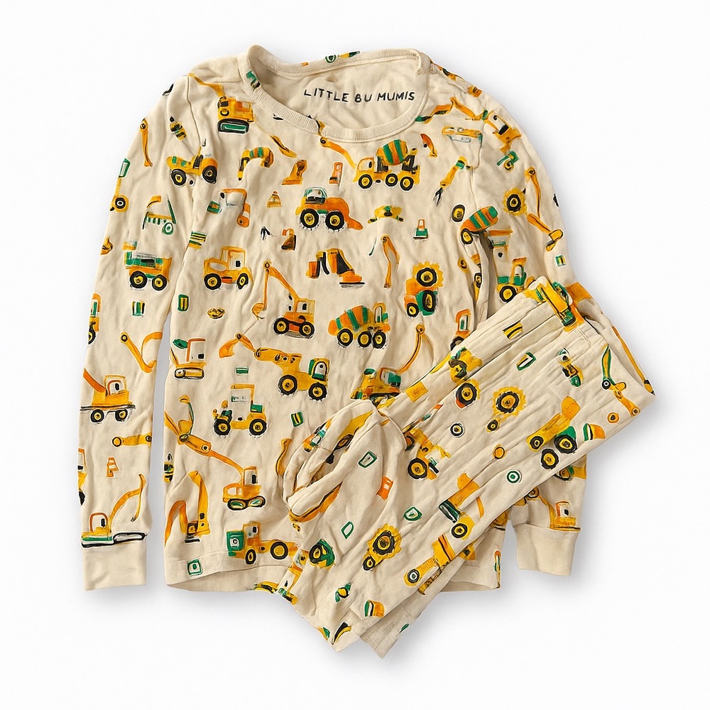 🚜 Little Bum Bums “Construction Zone” Long Sleeve Pajama Set (3T)